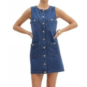 NEW ENTRO dare to be mini dress in dark denim